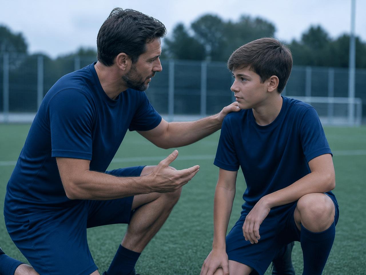 Pathway Football Academy coach mentoring a young player one-on-one